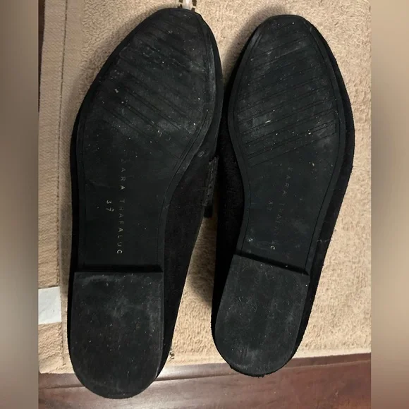 Zara genuine suede leather black moccasin loafers - Picture 5 of 6